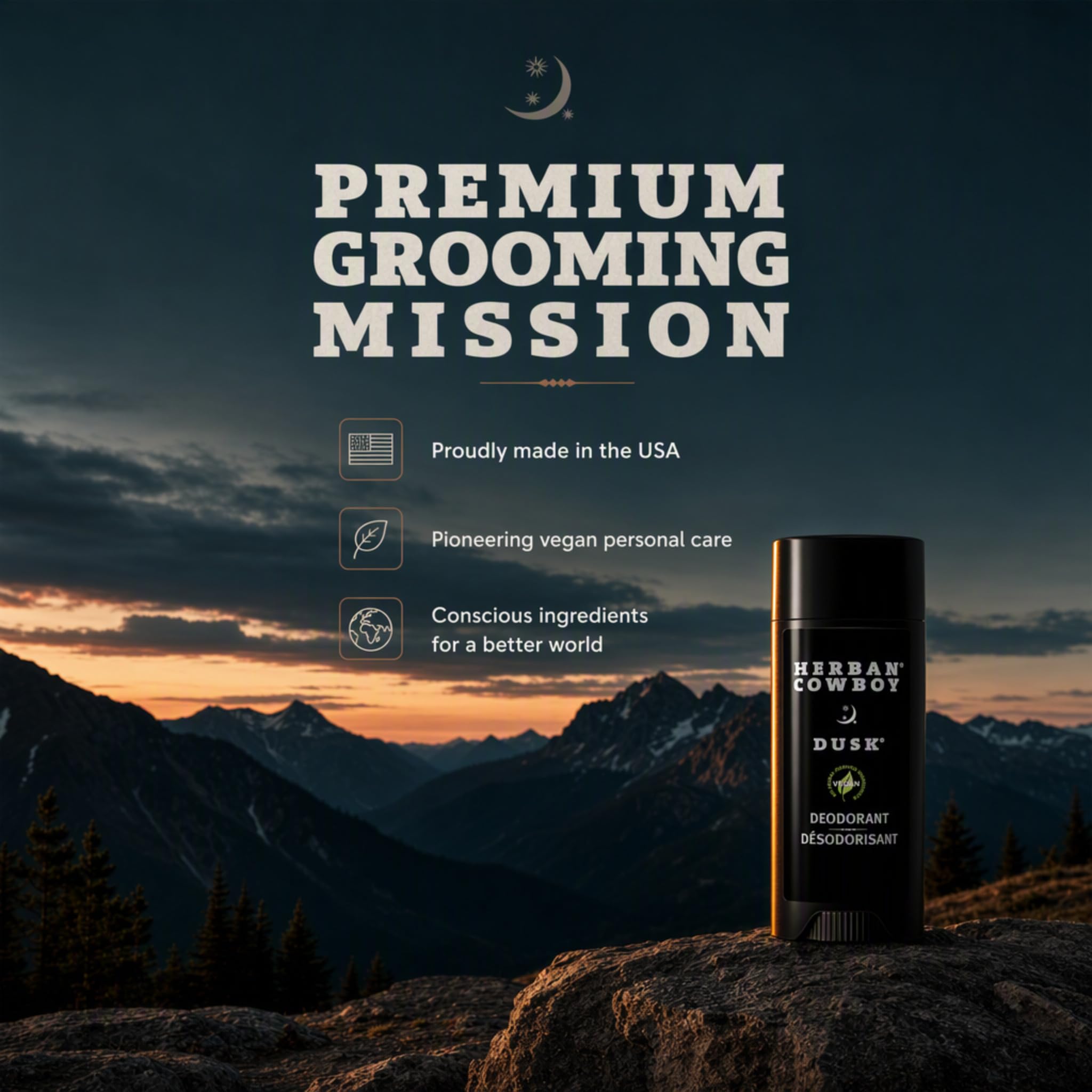 Person applying Herban Cowboy DUSK stick underarm, quick and mess-free application