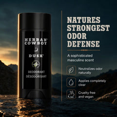 Herban Cowboy DUSK stick open top showing solid glide surface, easy application