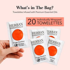 Herban Essentials single unwrapped wipe demonstrating soft cleansing and freshness