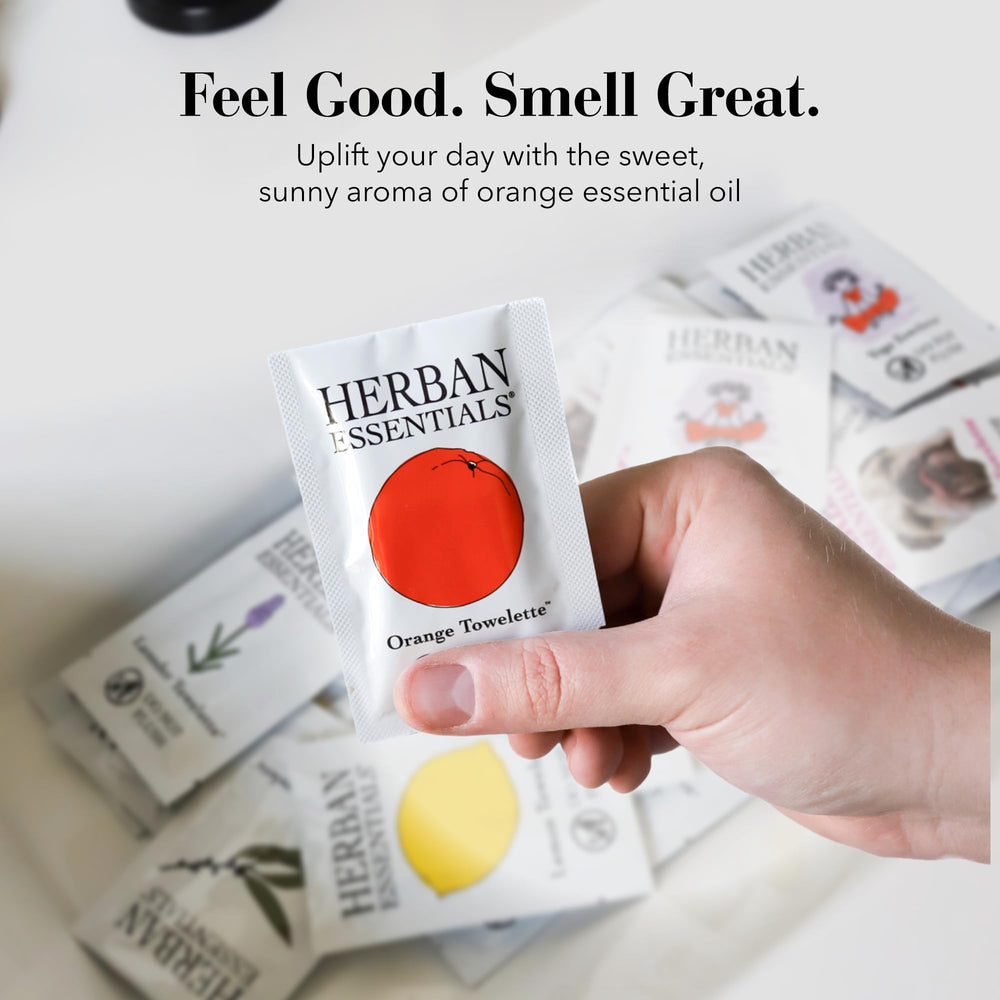 Herban Essentials wipes inside a travel bag offering quick refresh on the go