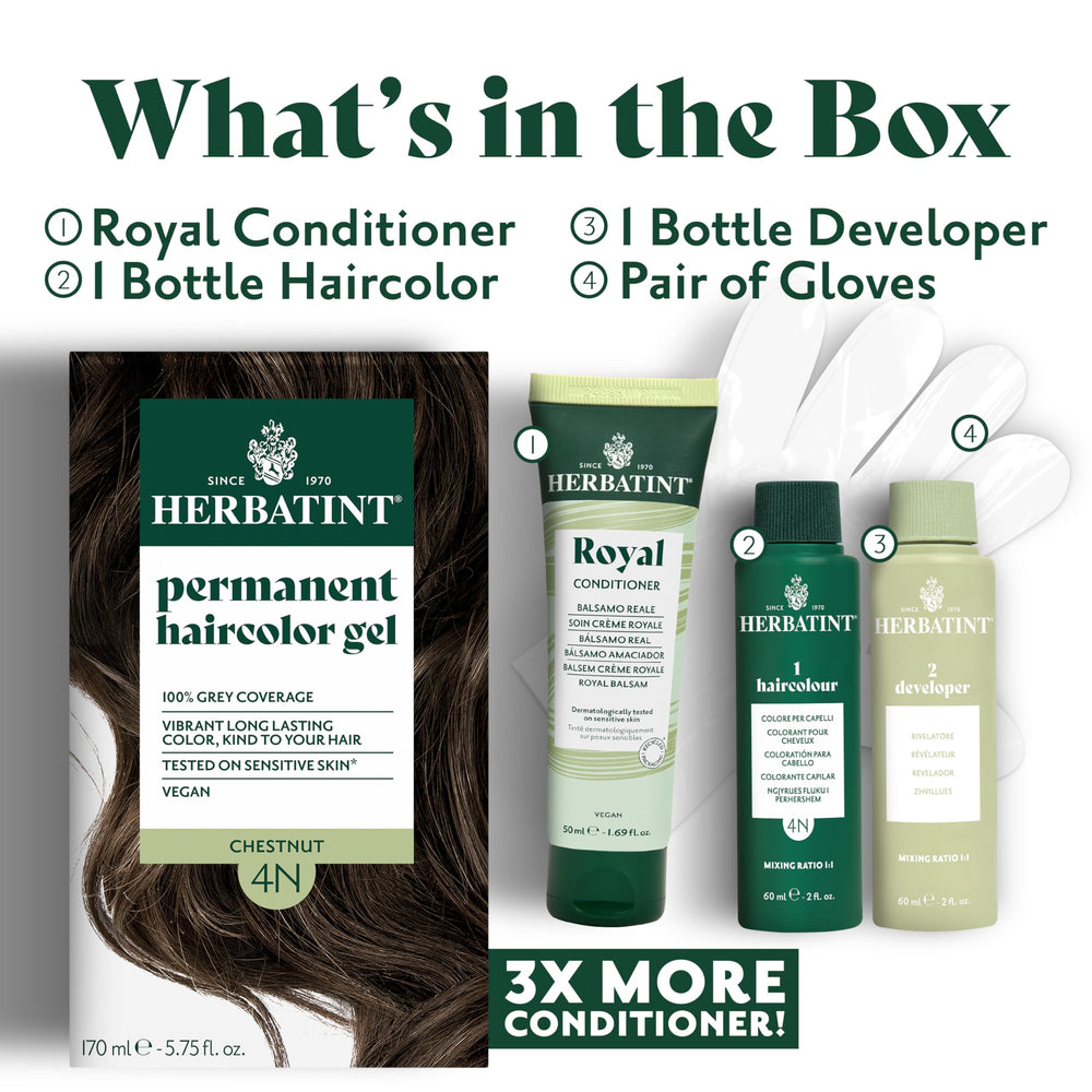 Herbatint label and ingredient list highlighting organic herbal extracts