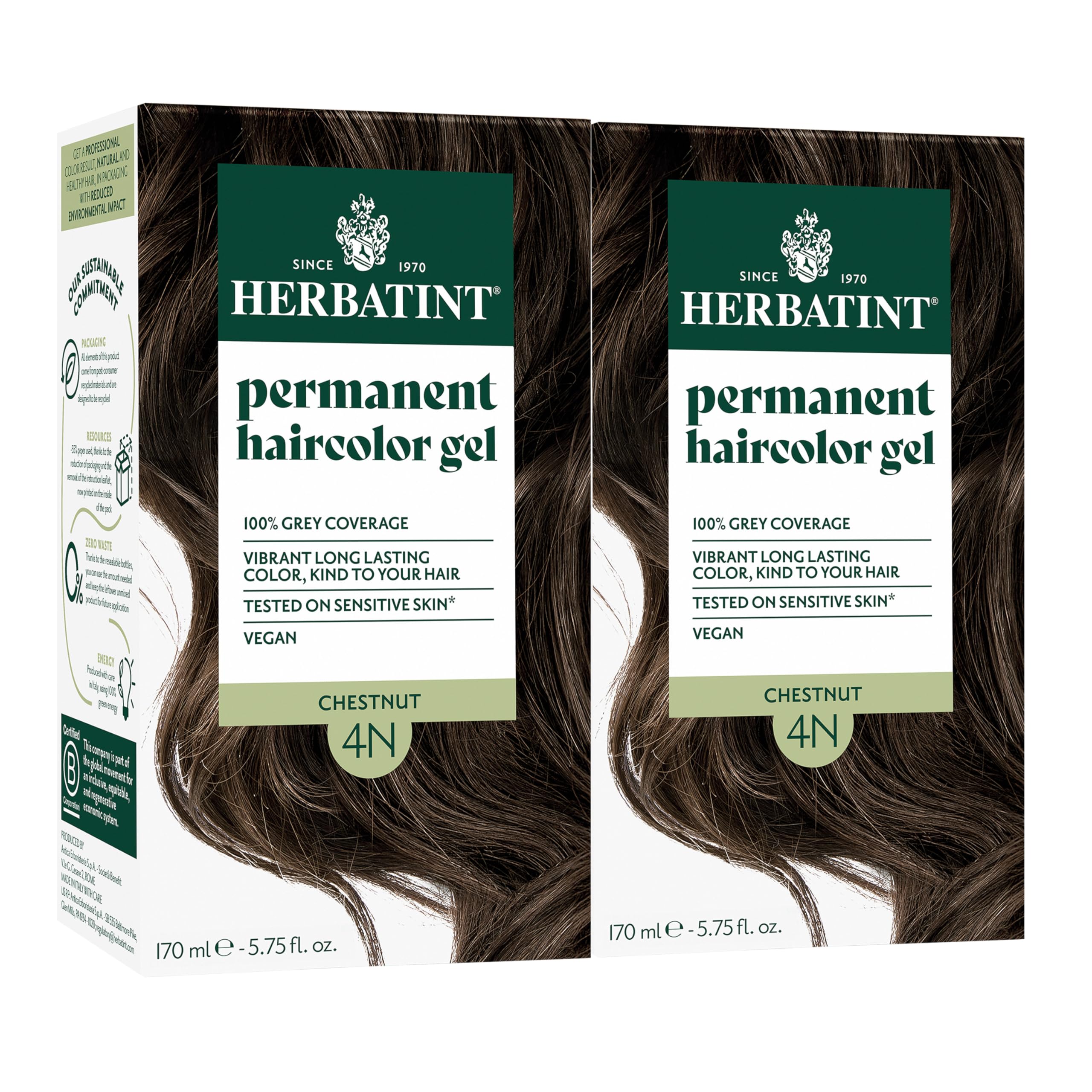 Herbatint front box 4N Chestnut Brown showing shade and benefits
