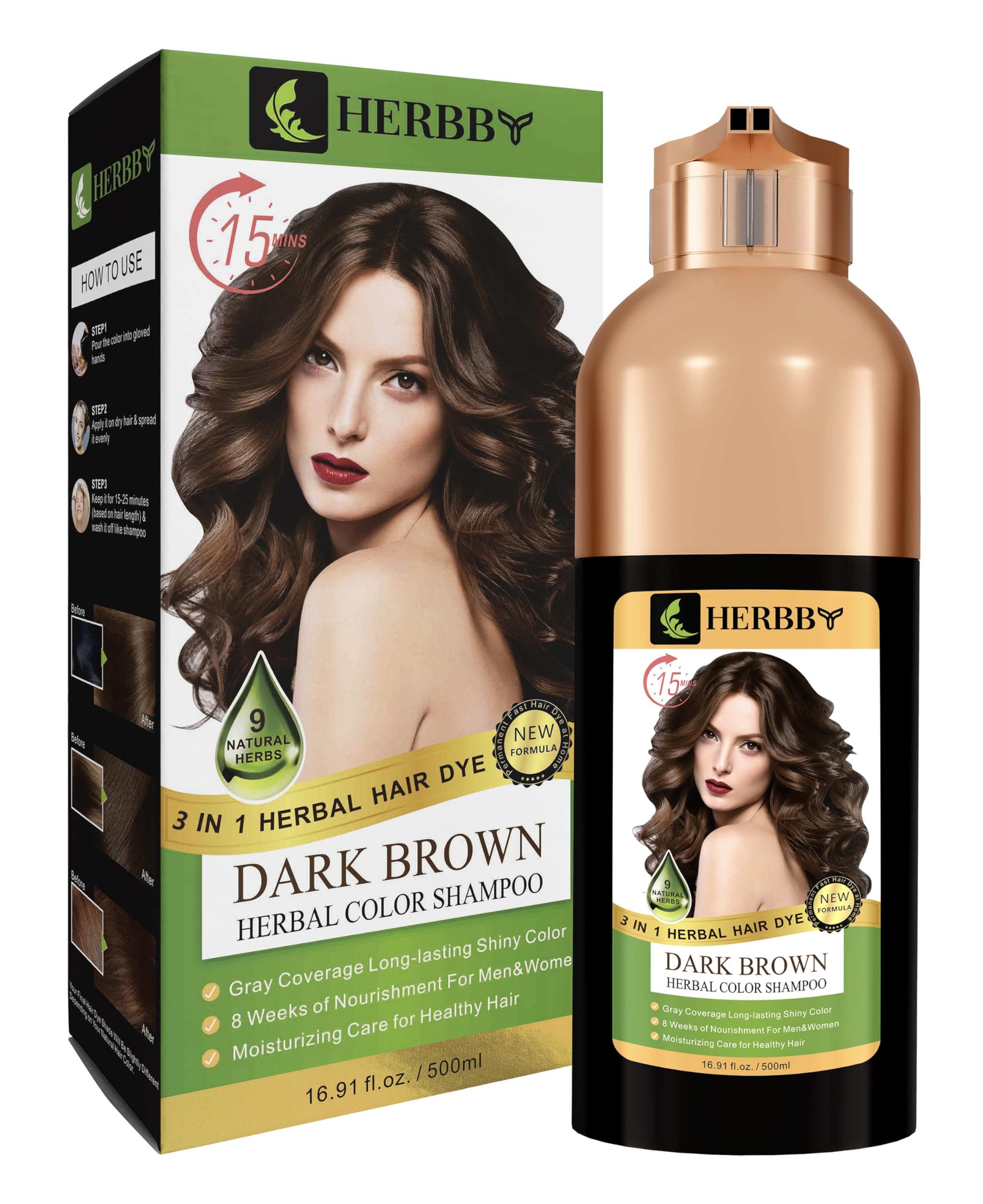 HERBBY used on beard illustrating precise application and uniform darkening benefit
