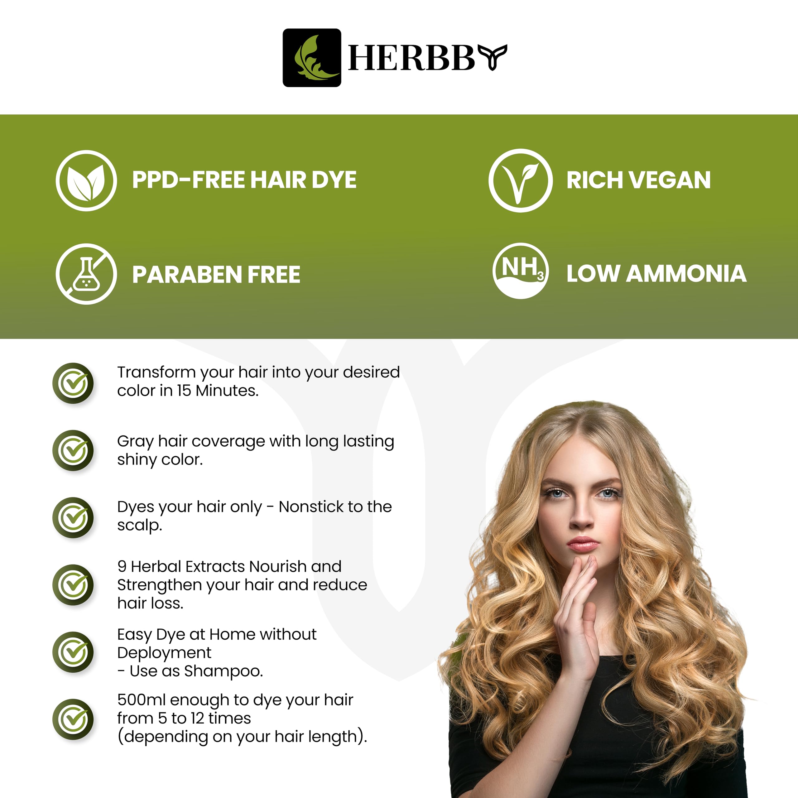 HERBBY creamy texture lather on hair demonstrating easy application benefit