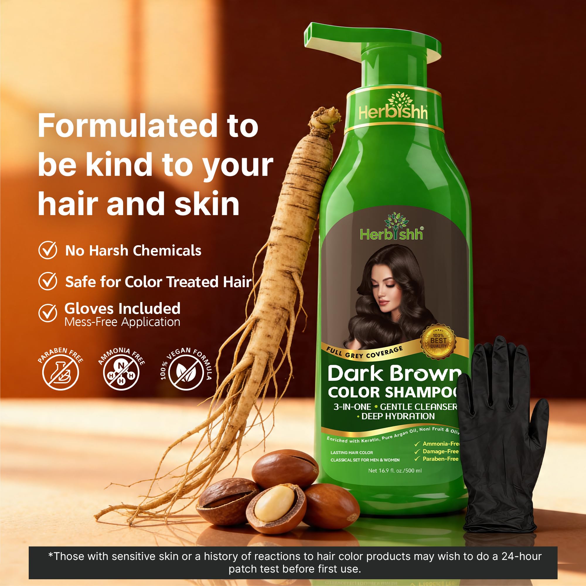 Herbishh in-use on wet hair demonstrating easy full-coverage application