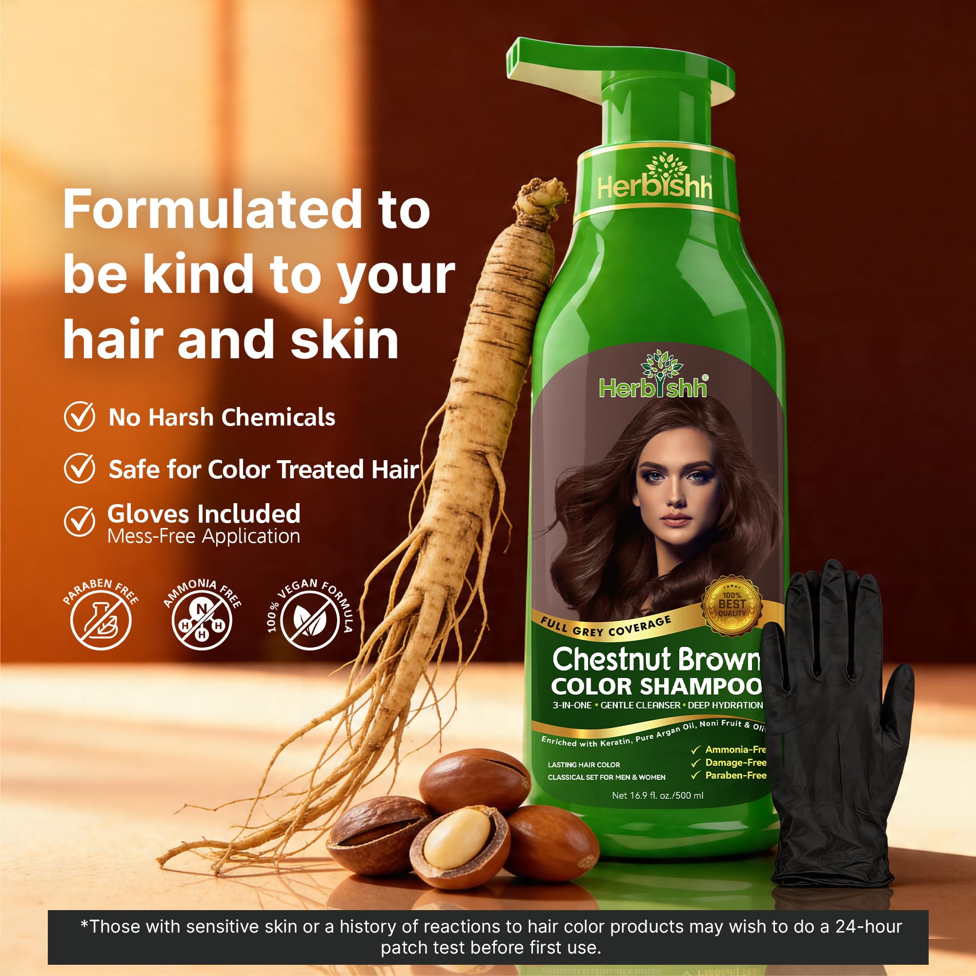 Herbishh argan hair mask packaging displayed with moisturizing benefit