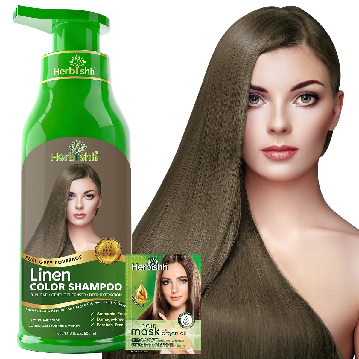 Herbishh front bottle 500ml showing product packaging and clear size benefit