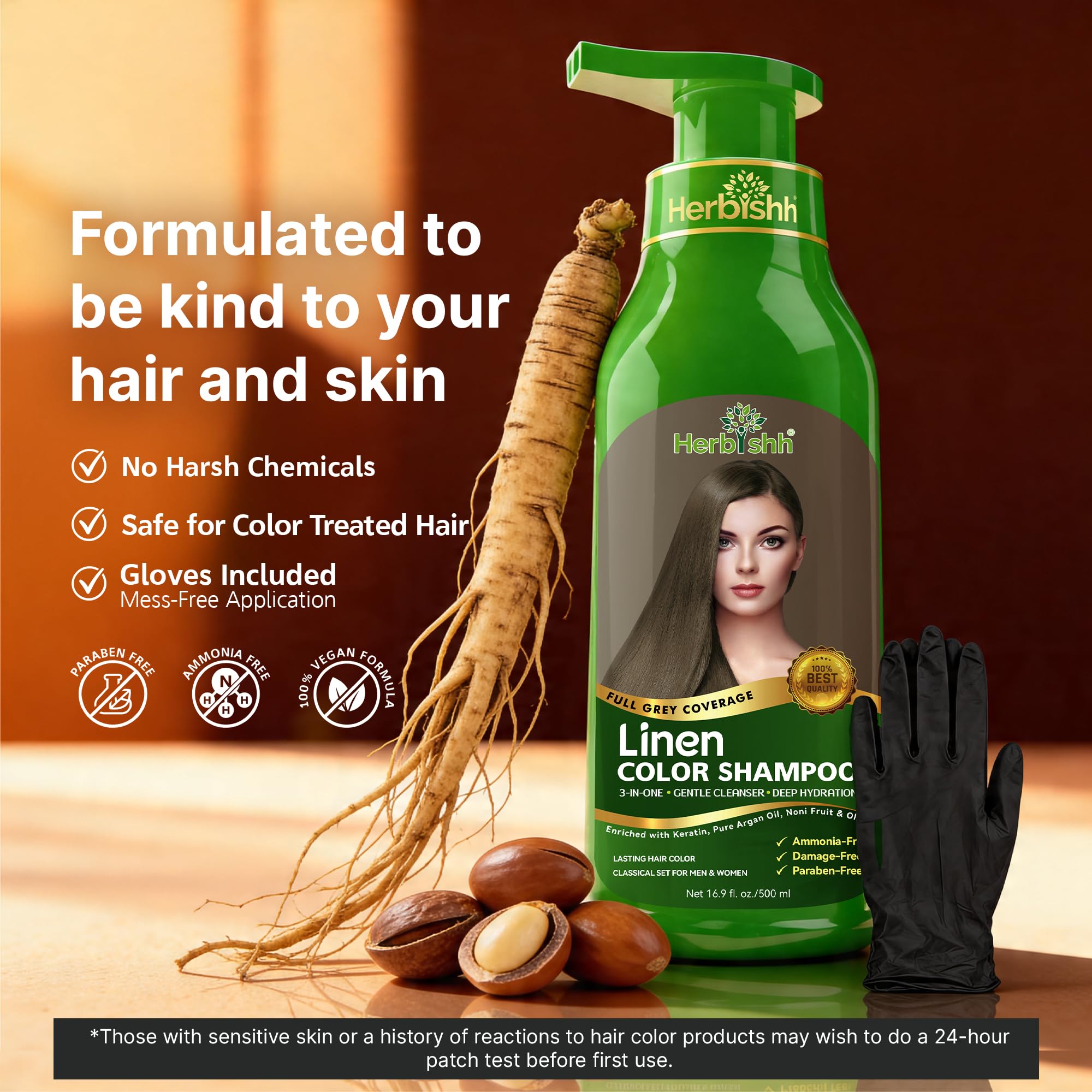 Herbishh in-use application on wet hair illustrating simple at-home coloring