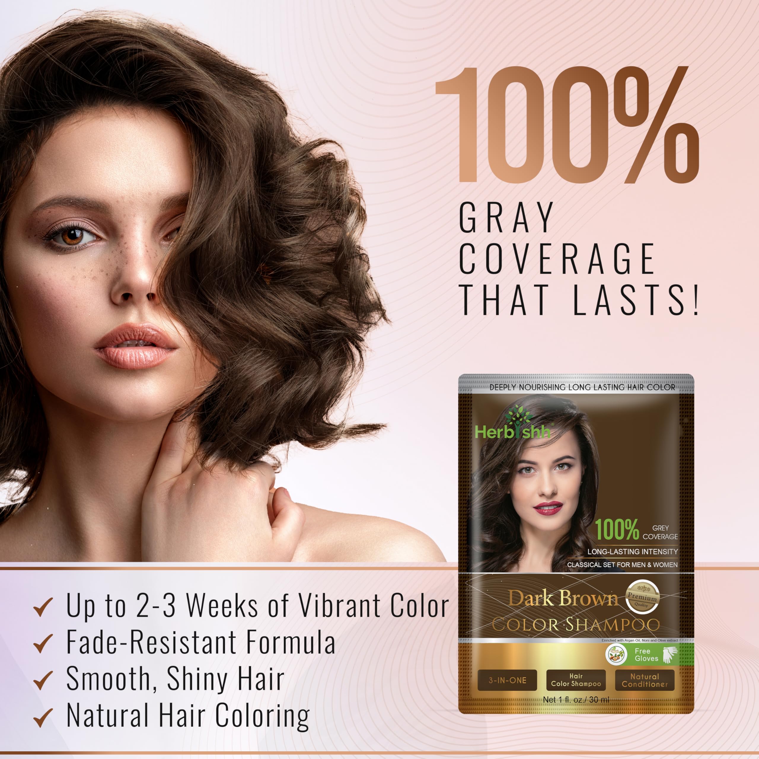 Herbishh sachet close-up texture showing premixed shampoo formula for easy use
