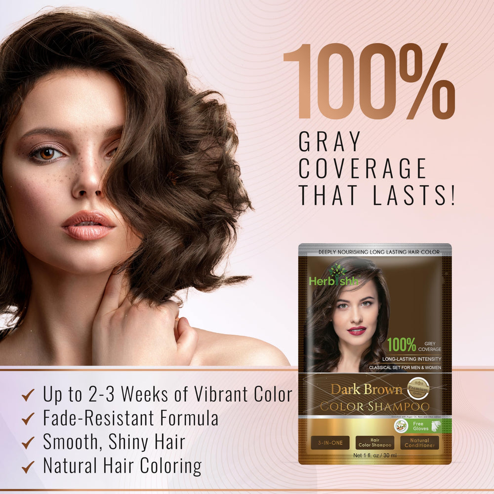 Herbishh sachet close-up texture showing premixed shampoo formula for easy use