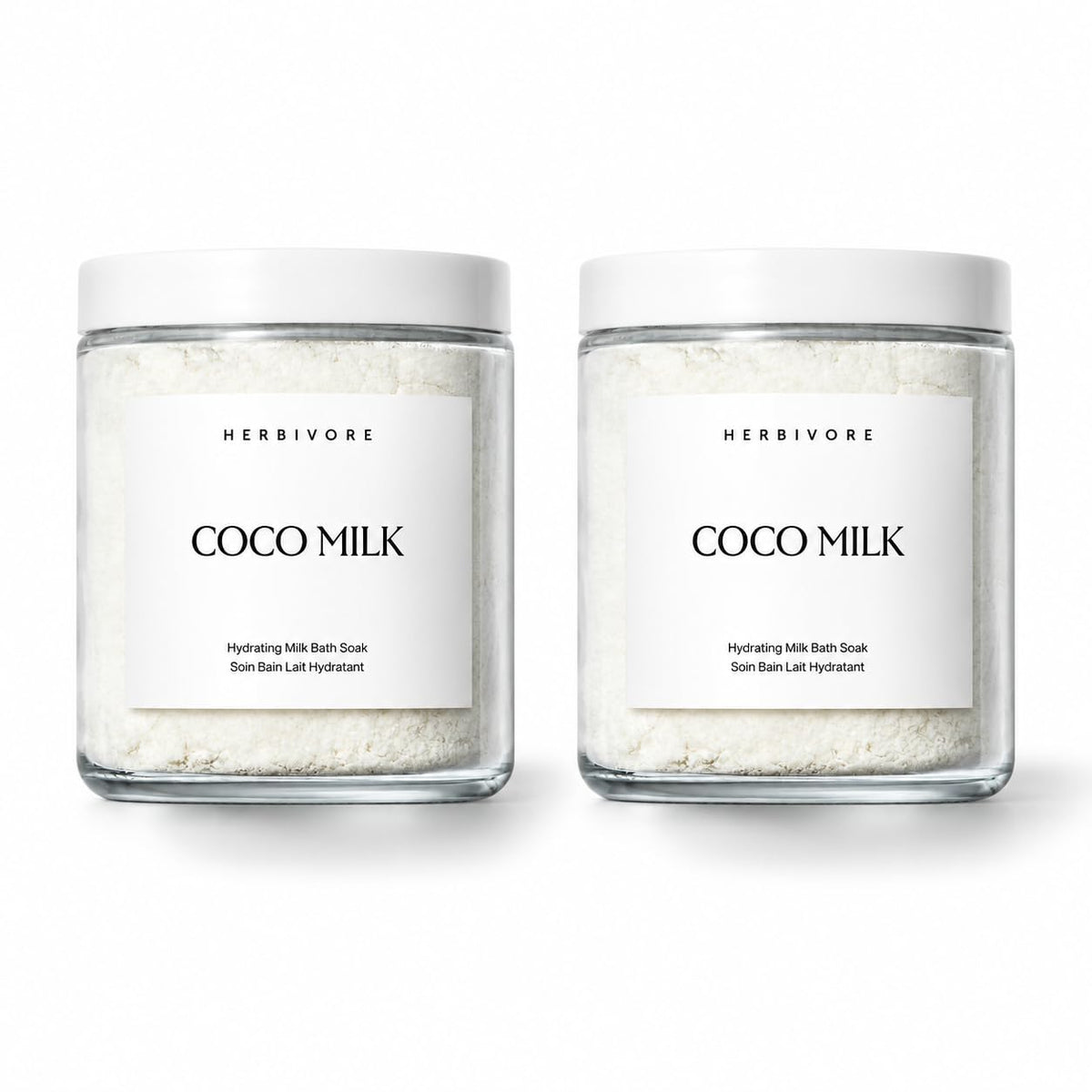 HERBIVORE front packaging showing two 8 oz jars and benefits