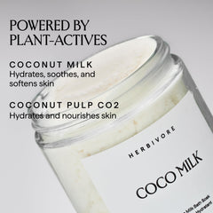 HERBIVORE open jar showing creamy coconut milk powder texture