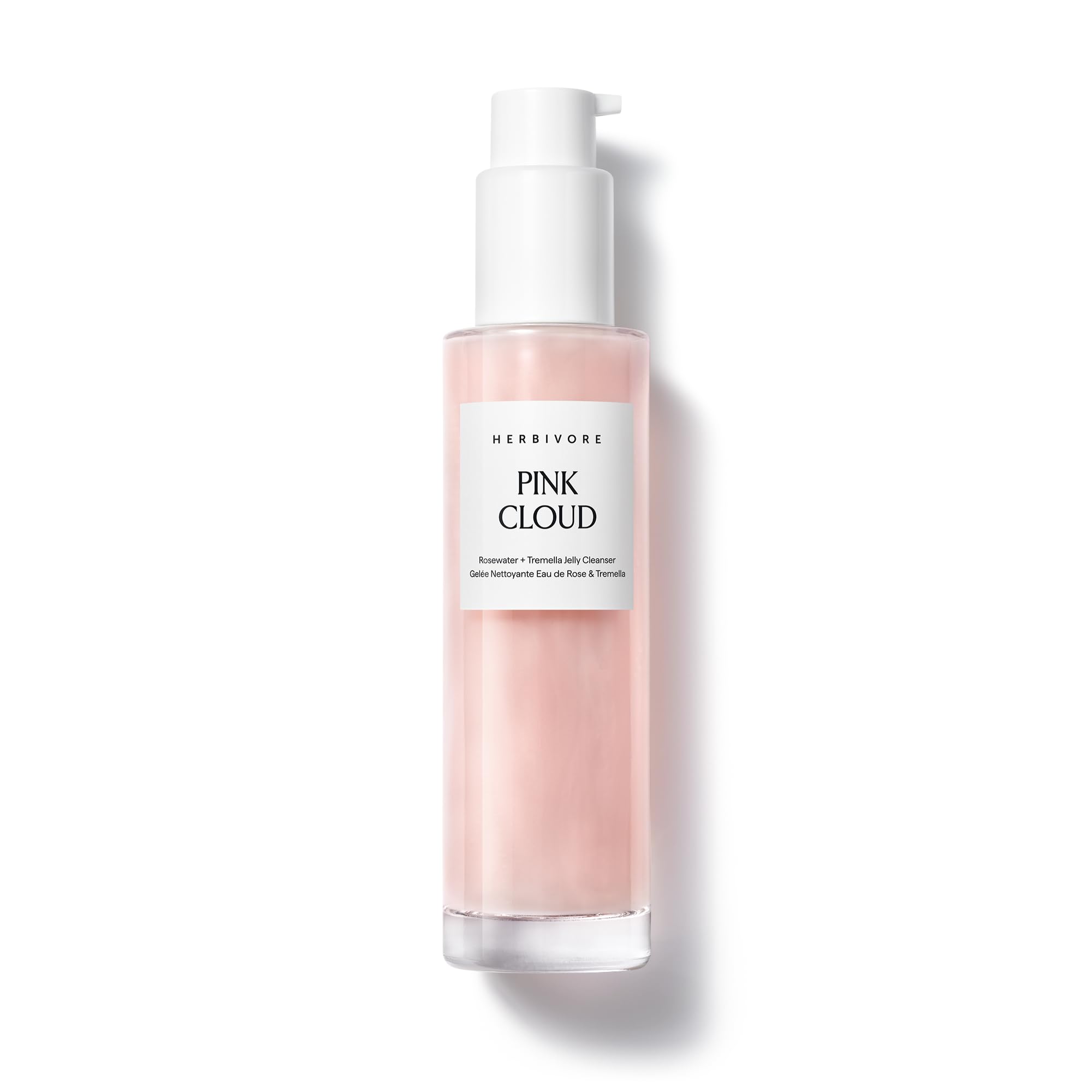 HERBIVORE Pink Cloud front packaging showing bottle and cleanser benefits