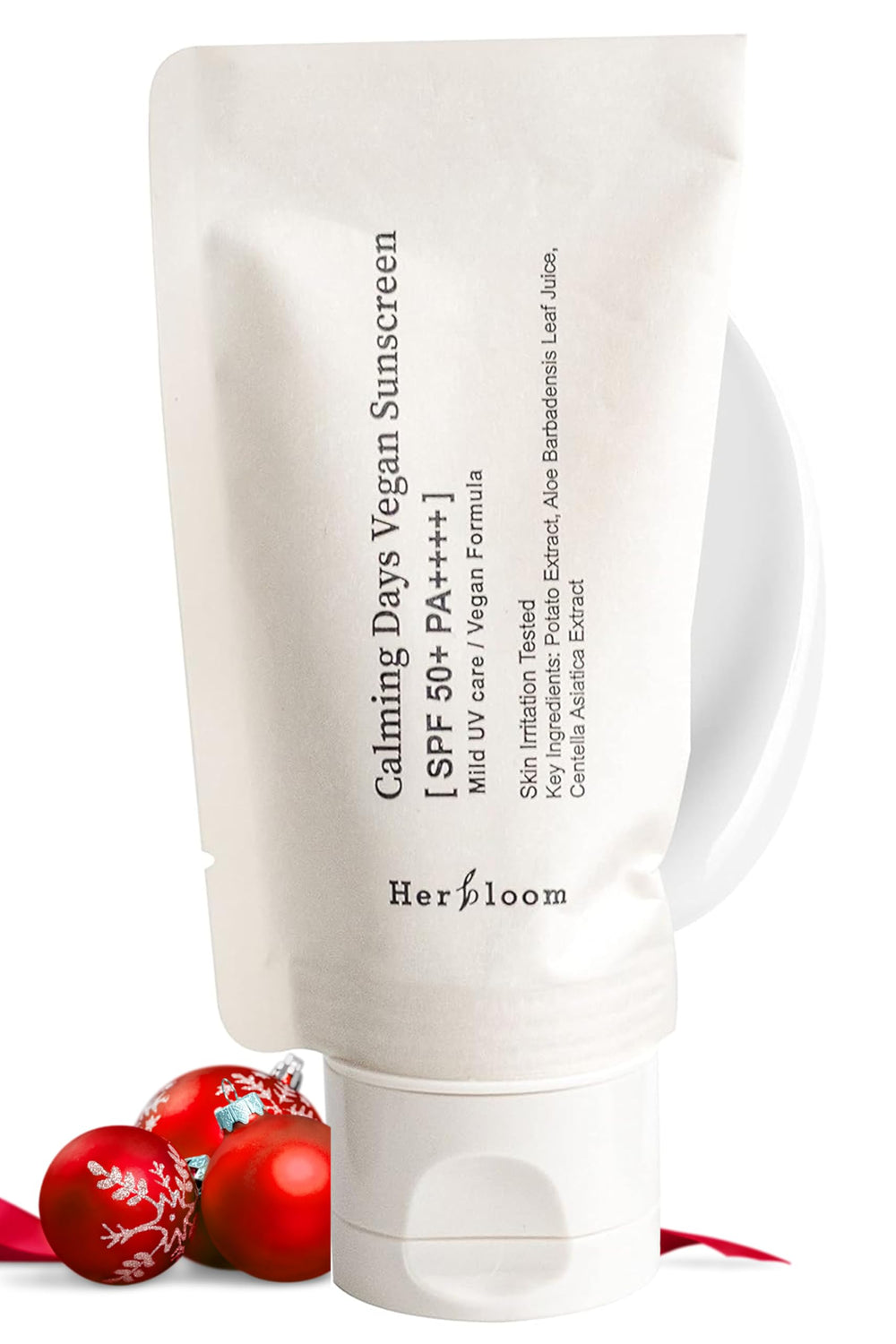 herbloom front tube showing SPF50+ protects and hydrates skin