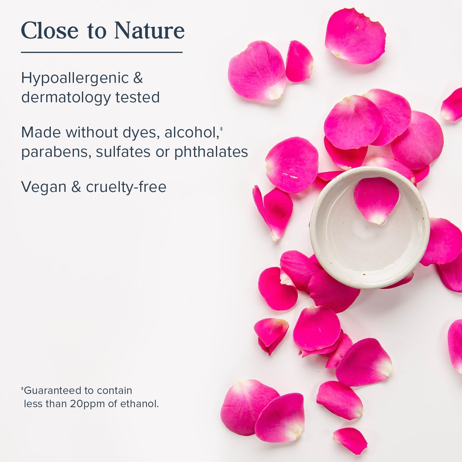 HERITAGE STORE mist landing on cheek to refresh and hydrate skin