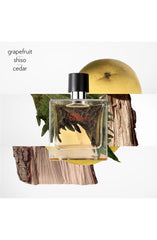 Hermès Terre d'Hermès atomizer spray in use demonstrating fine mist and immediate diffusion
