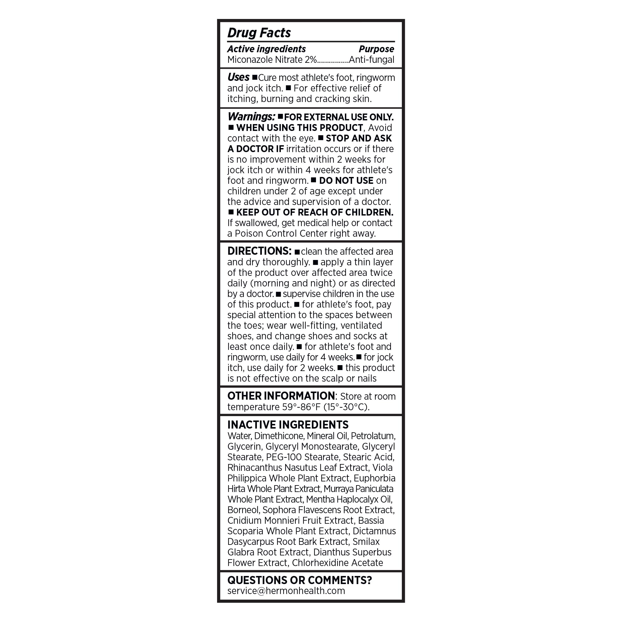 Hermon label close-up showing product name and practical information