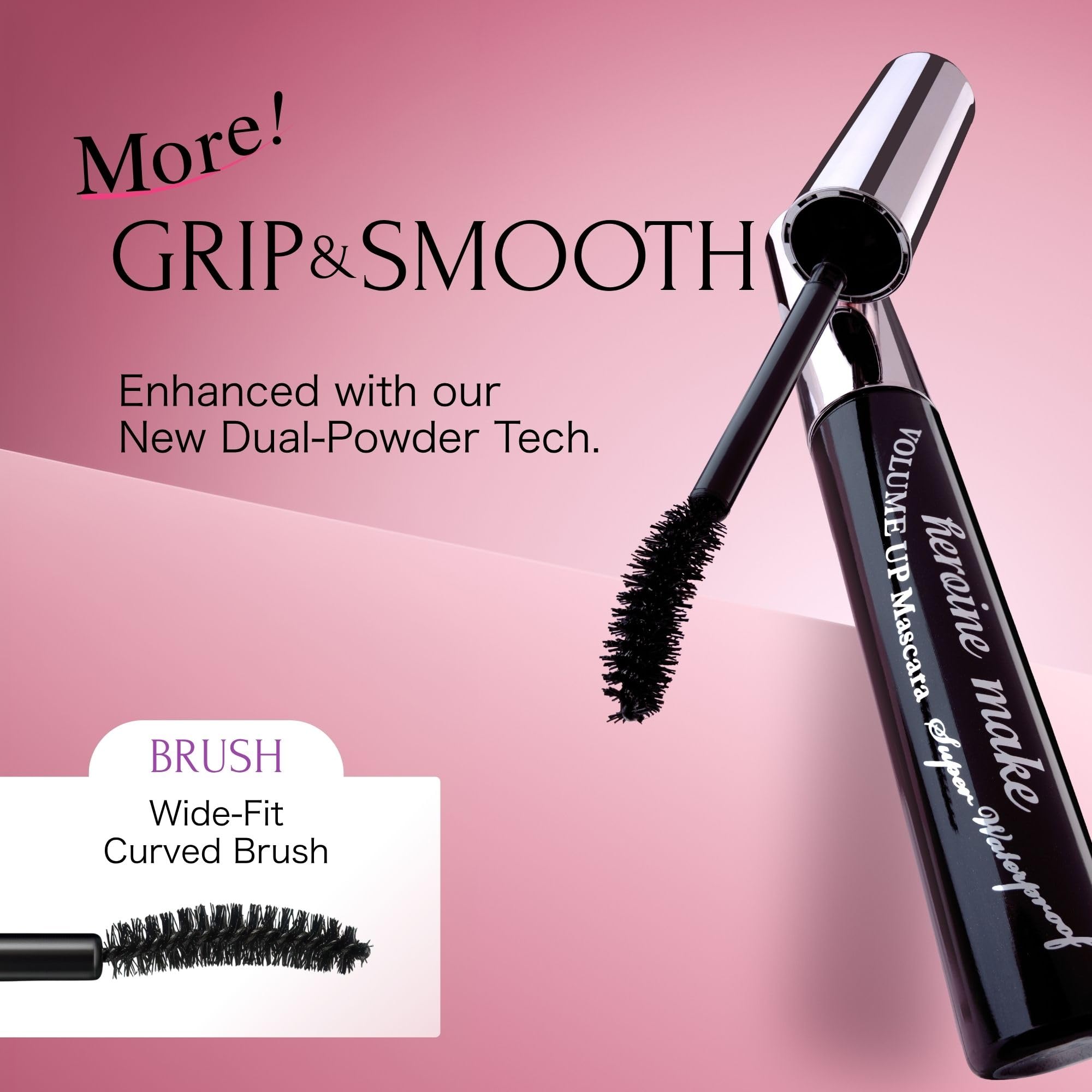 Heroine Make applying mascara on lashes demonstrating curl and separation