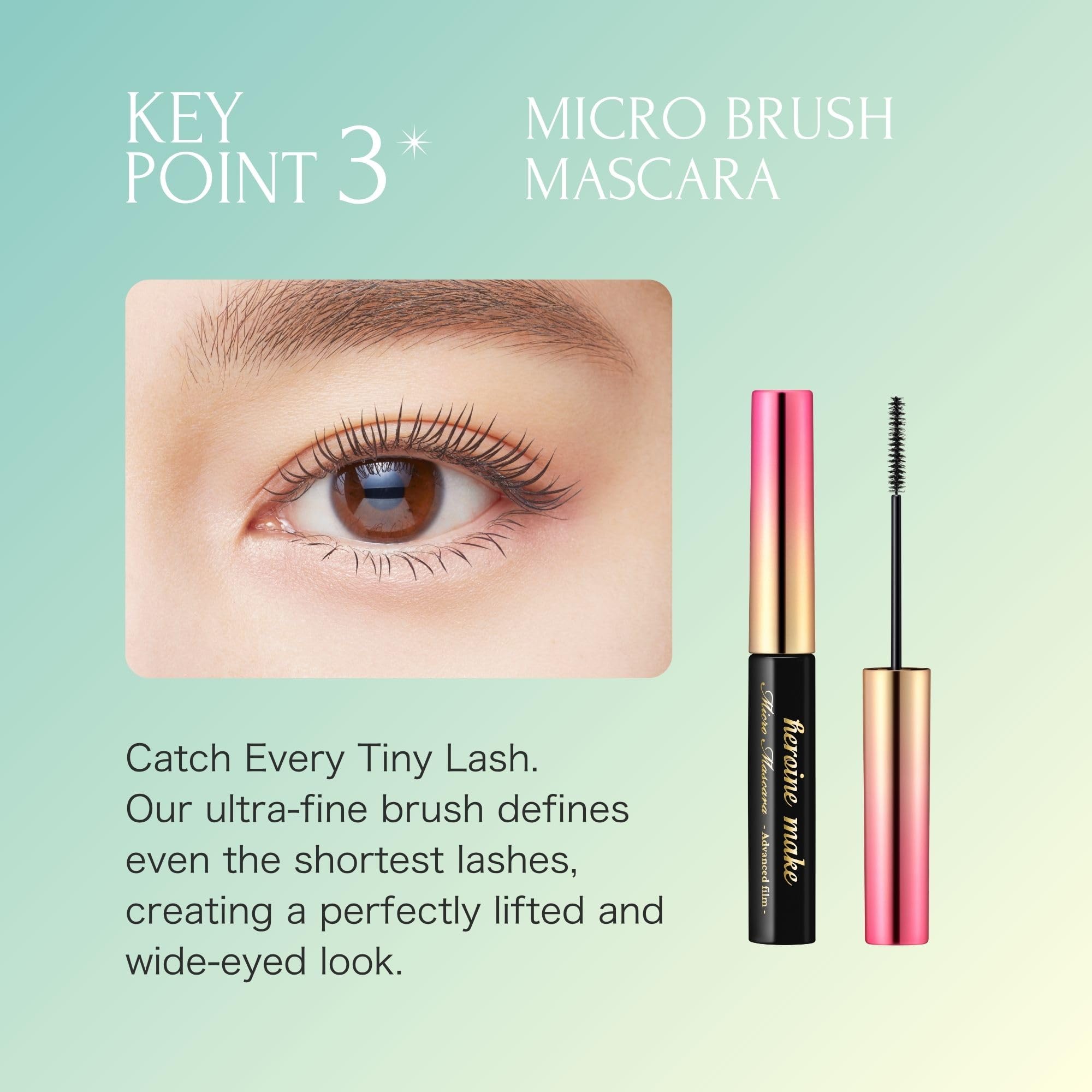 Heroine Make before and after lashes demonstrating length and curl retention