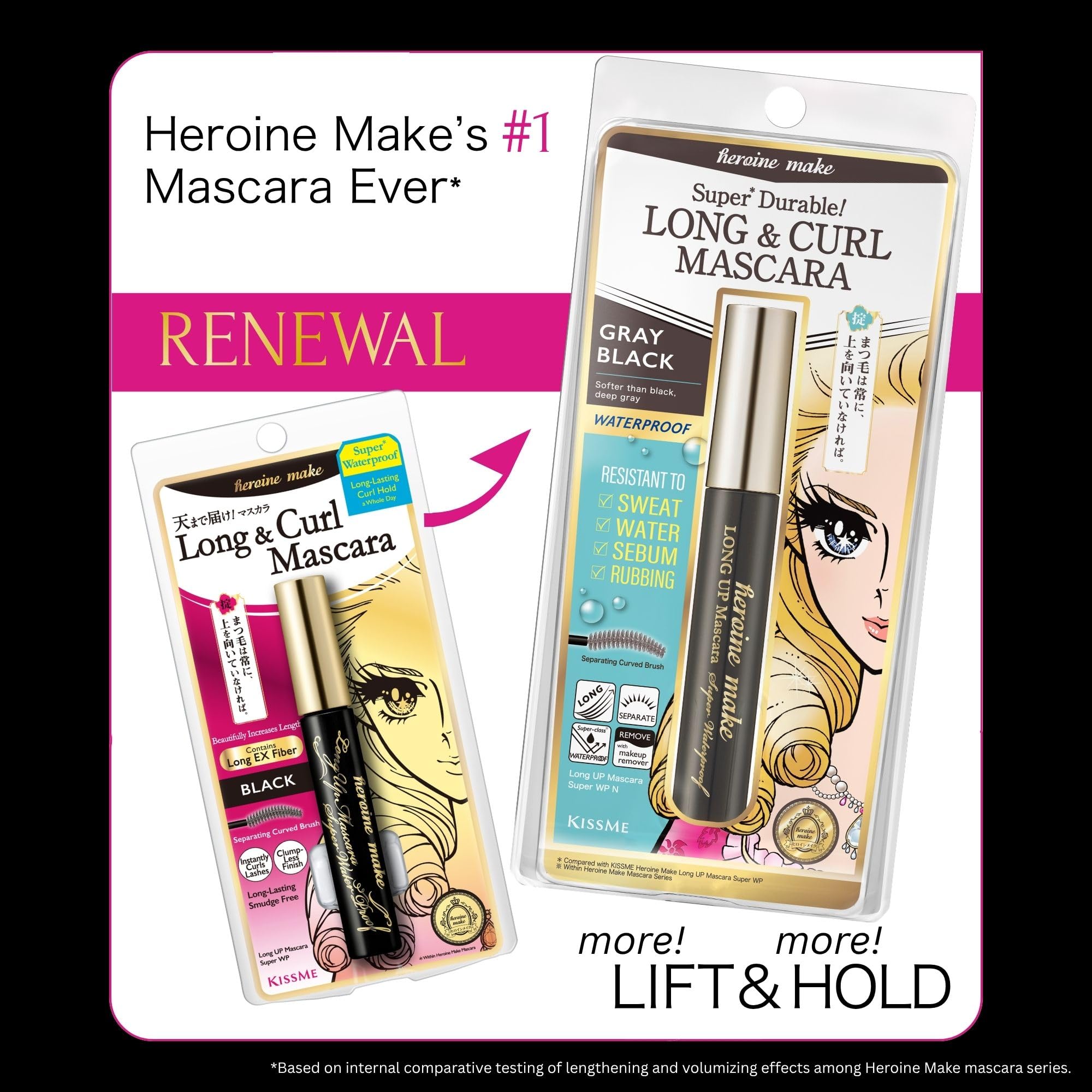 Heroine Make mascara texture swirl highlighting smooth, non-clumping formula benefit