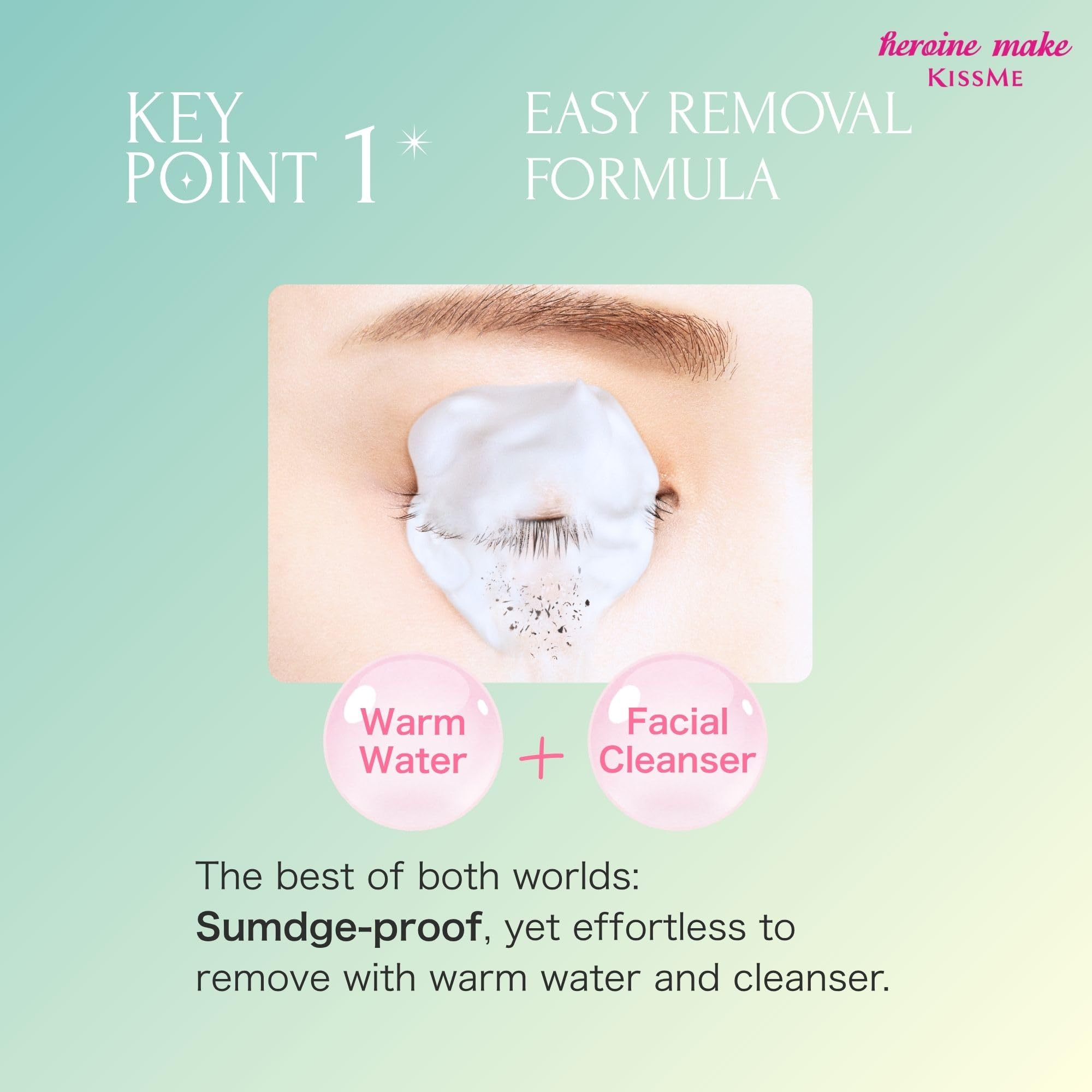 Heroine Make mascara texture showing tubing film that prevents smudging