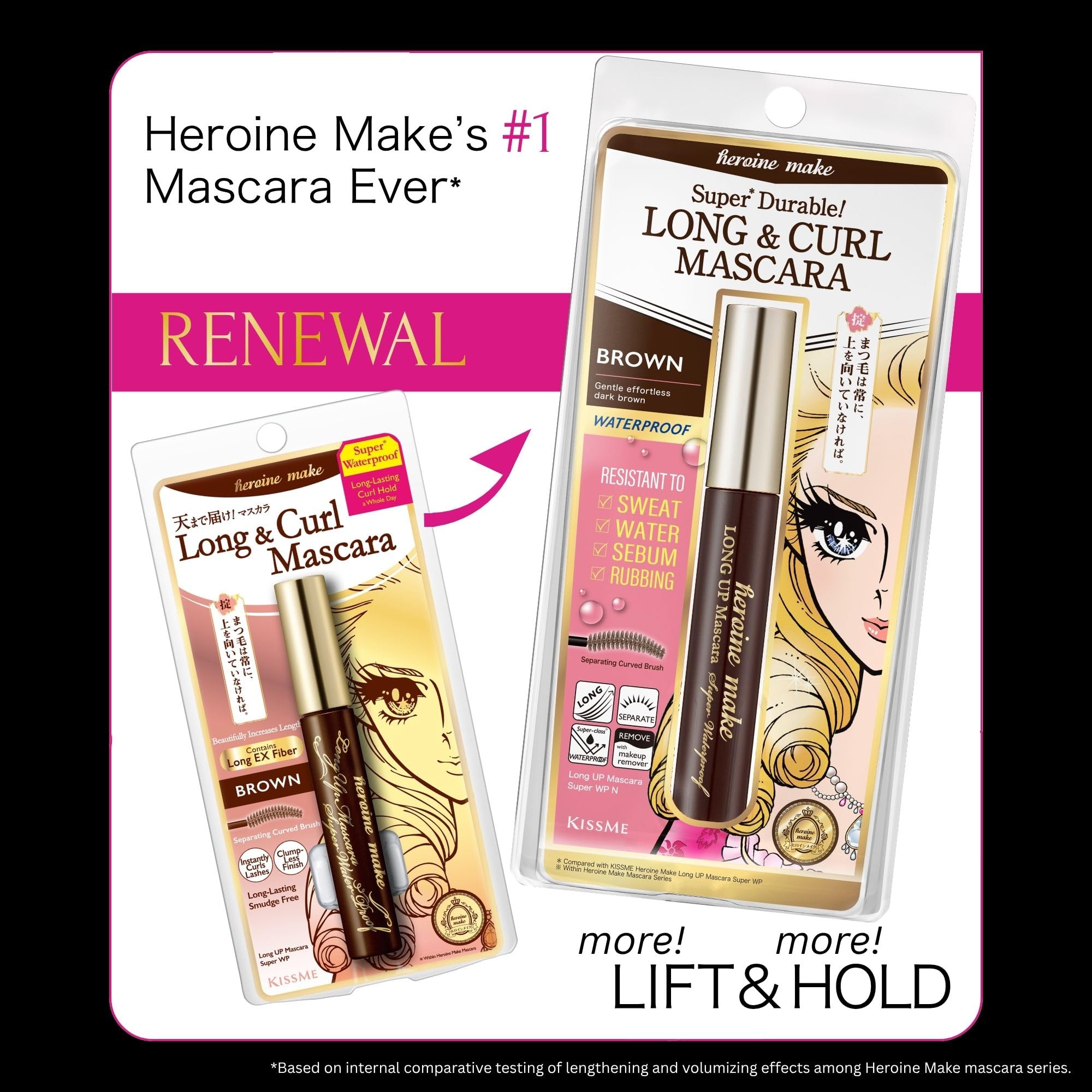 Heroine Make mascara texture swatch demonstrating smooth, non-clumping finish