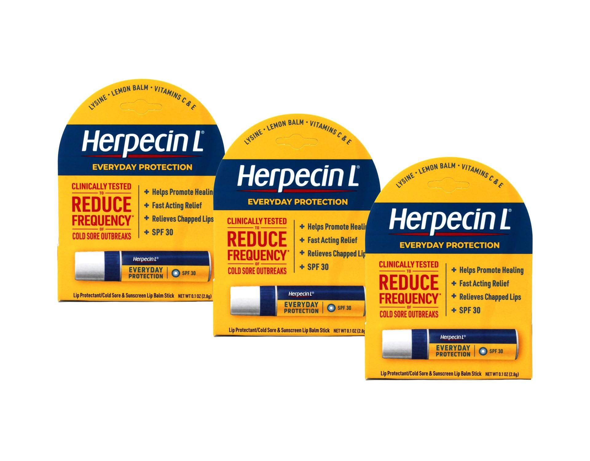 Herpecin-L front packaging showing SPF 30 and medicated benefit