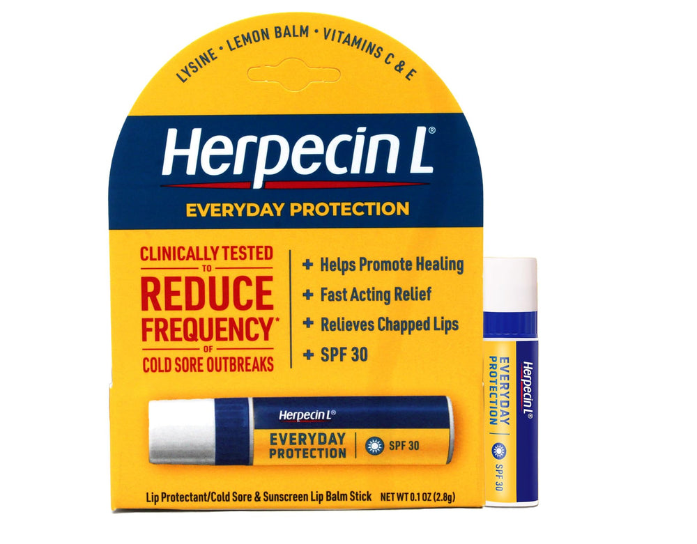 Herpecin-L lip balm stick close-up showing smooth balm and protection