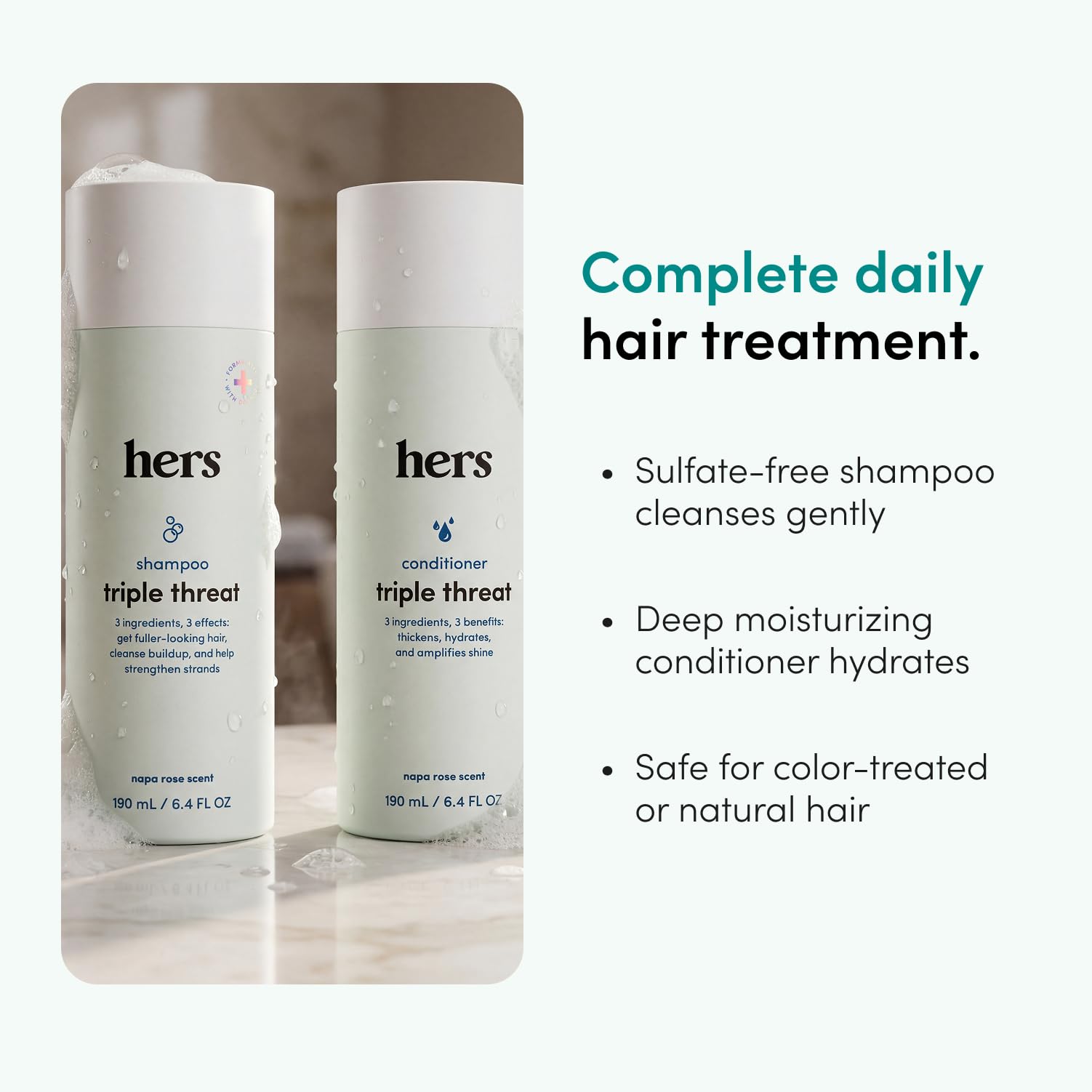 hers conditioner creamy texture demonstrating moisturizing finish