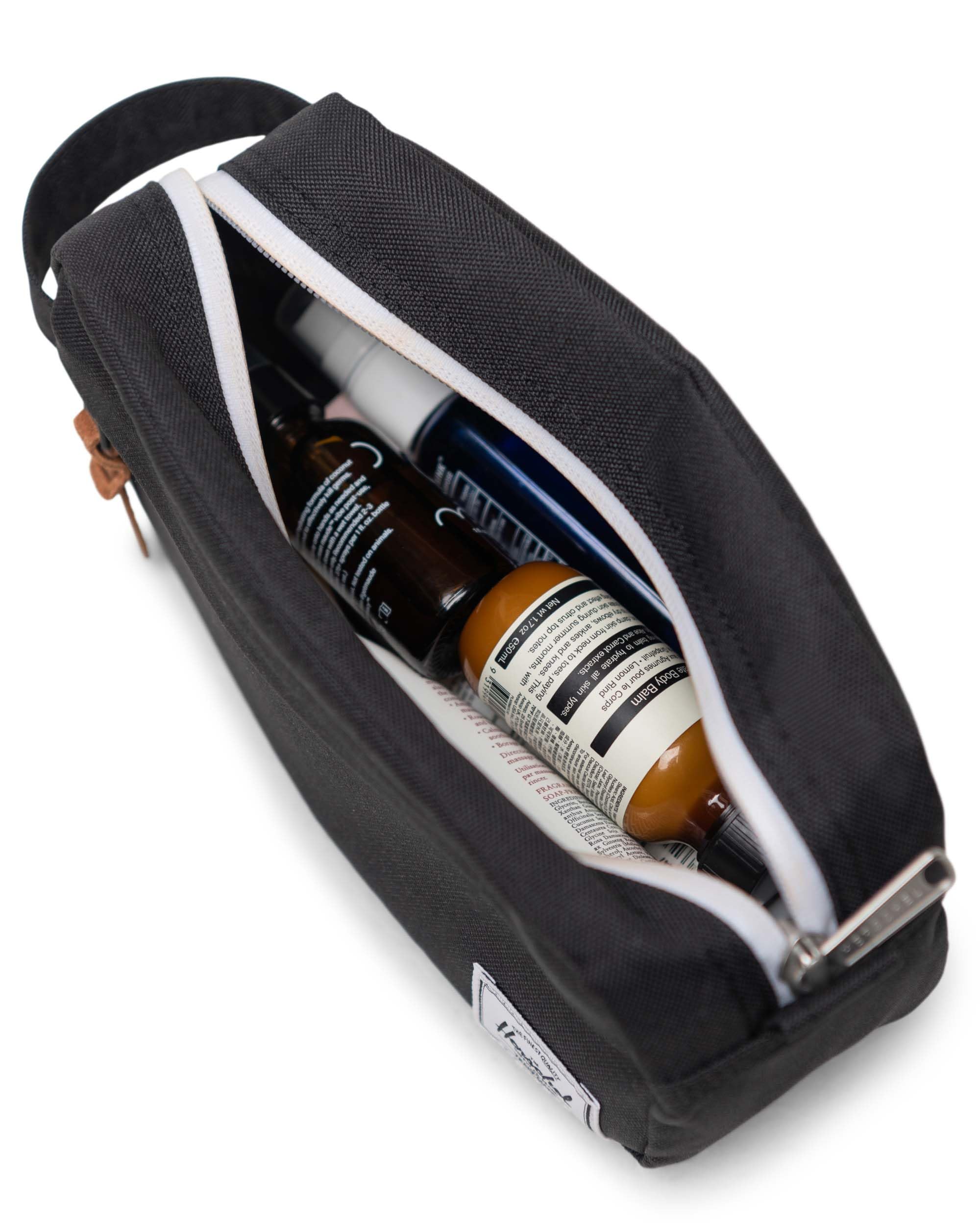 Herschel front pocket detail highlighting quick-access storage benefit
