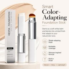 Hestia Foundation texture closeup highlighting creamy balm and smooth blendability benefit