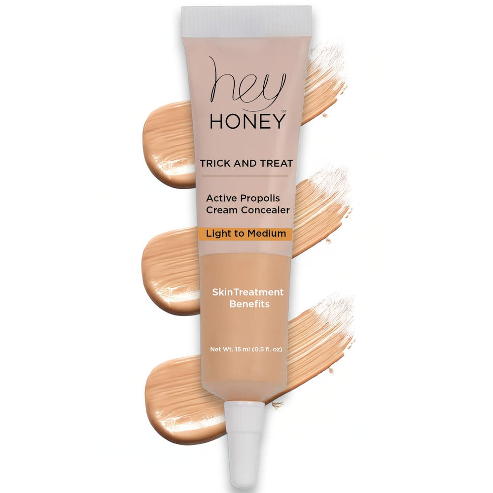 Hey Honey front packaging showing full-coverage concealer benefits