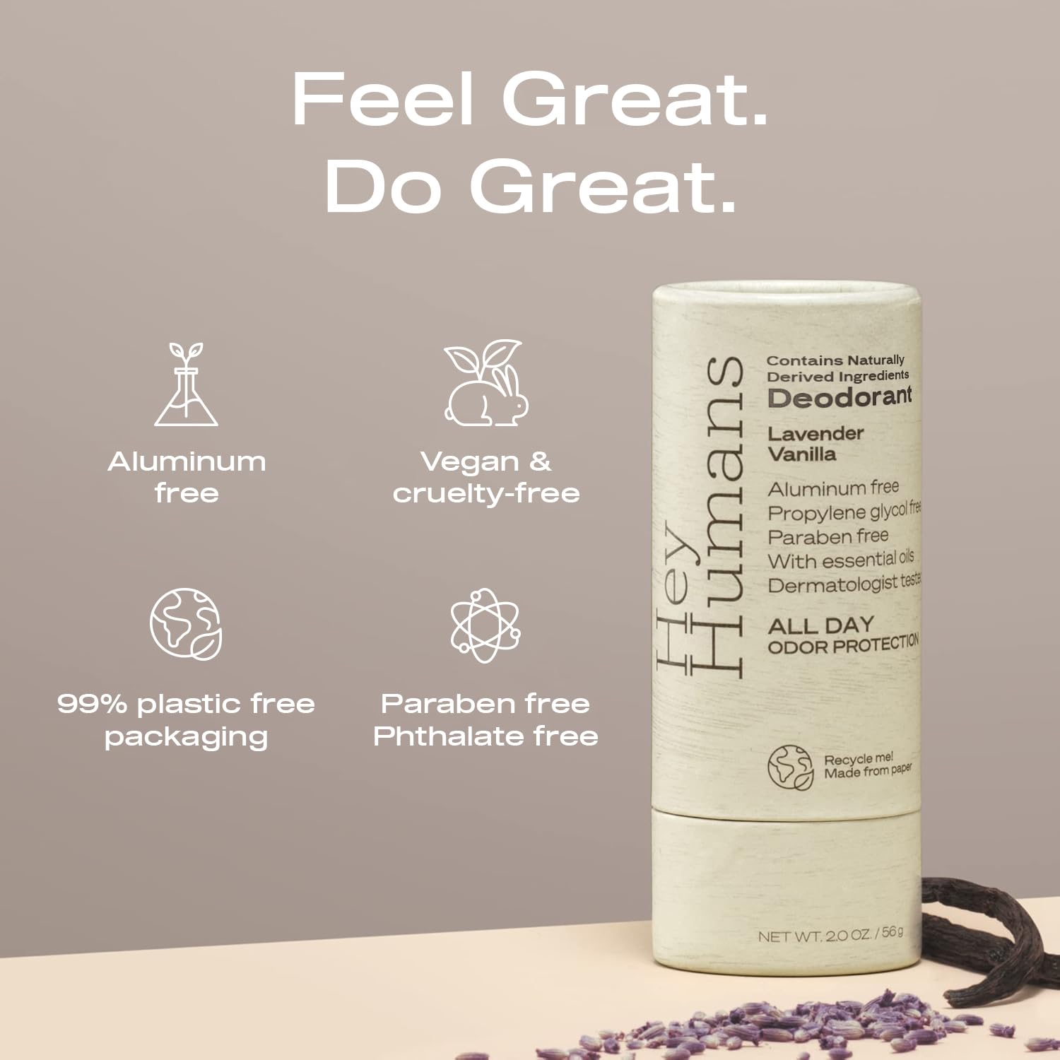 Hey Humans stick close-up revealing smooth application surface and natural formulation benefit