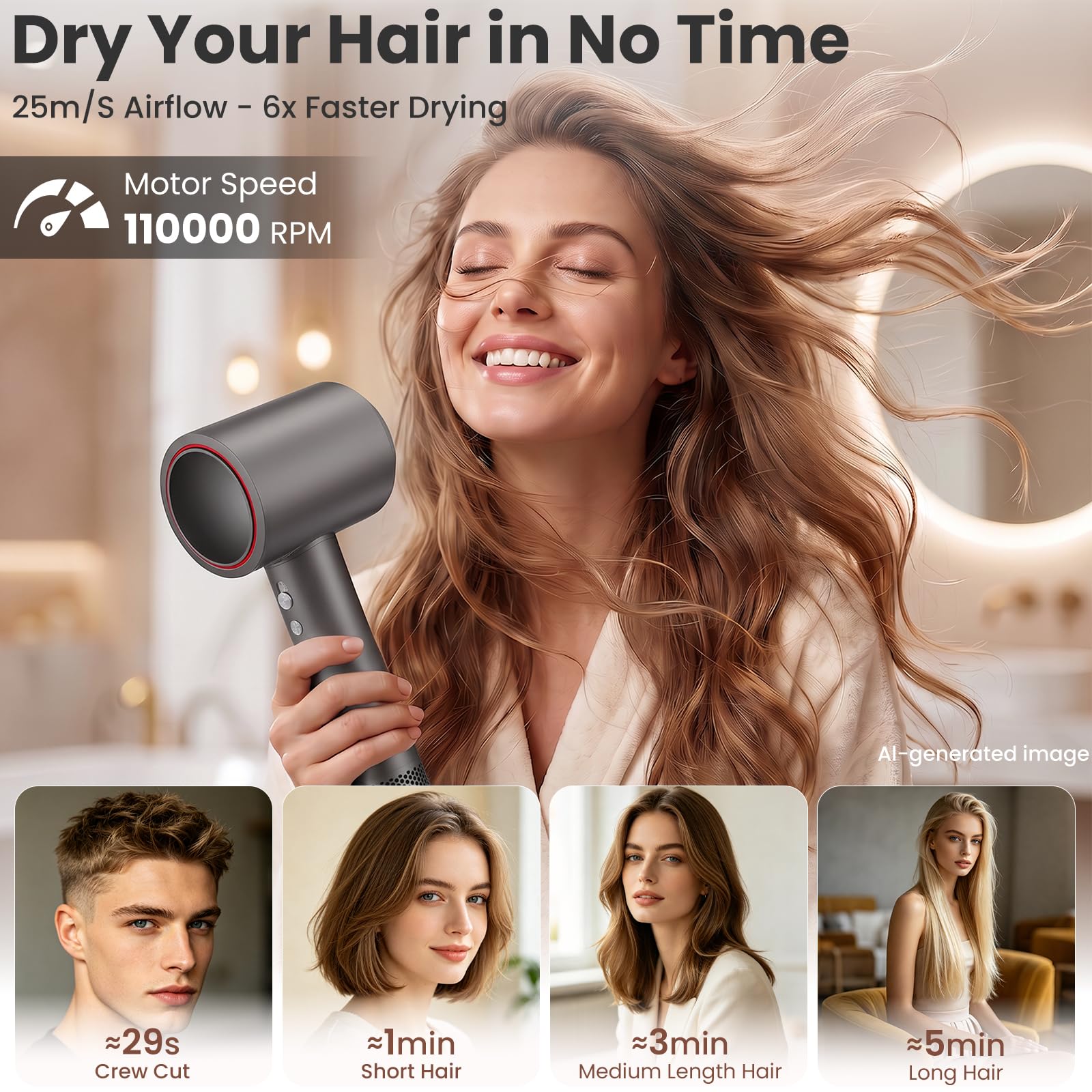 Heyfeel dryer with diffuser attached enhancing curls and reducing frizz