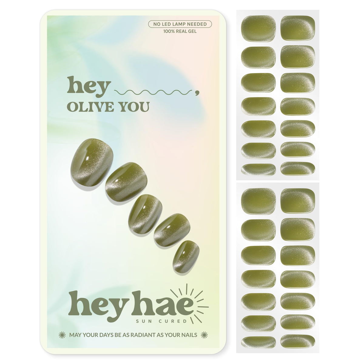 heyhae front packaging showing Hey, Olive You and glossy benefit
