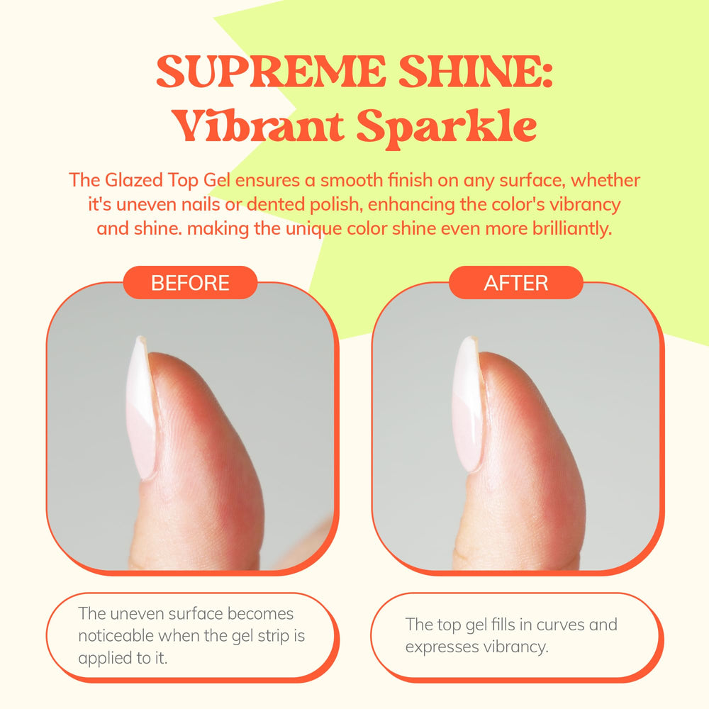 heyhae close-up cured texture highlighting mirror-like shine and sparkle retention