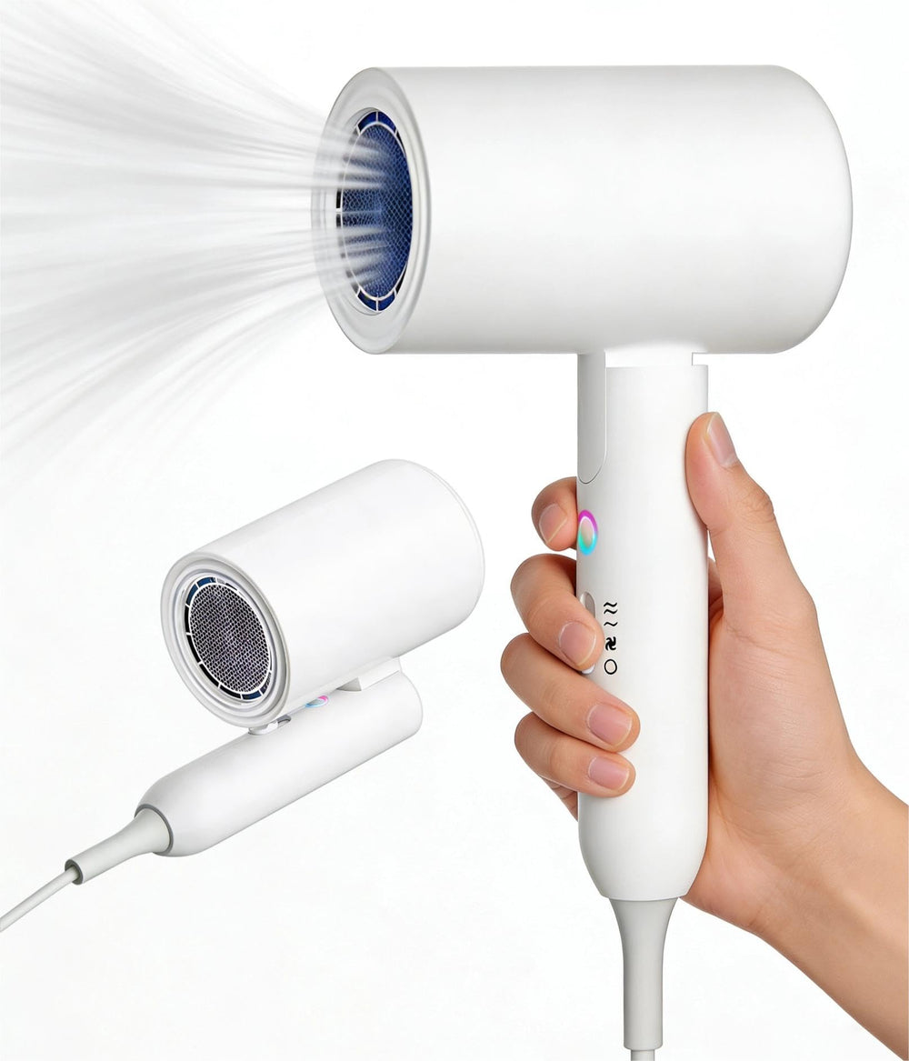 HEZEFAFA front view showing compact design and strong airflow benefit