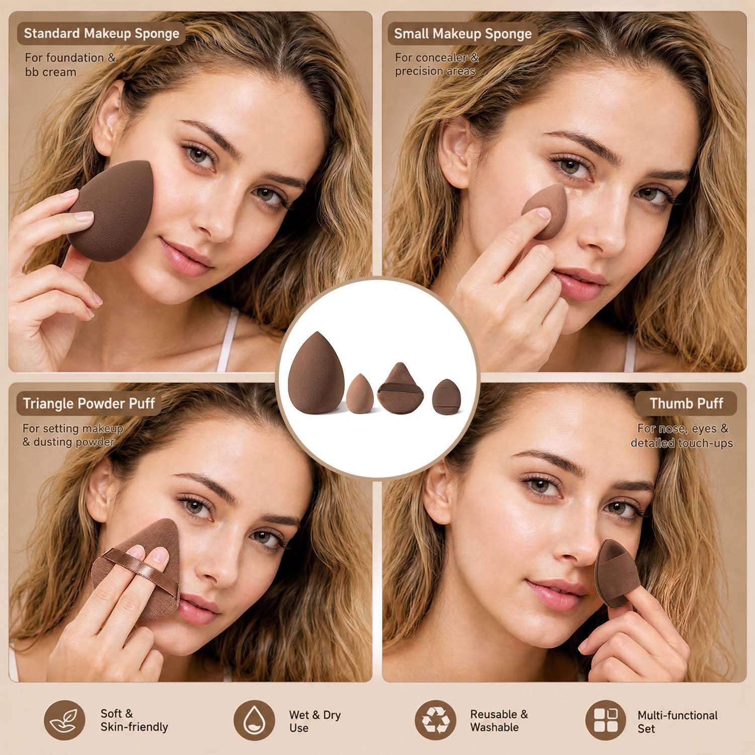 HGHDBT brush applying foundation to skin showing even, streak-free finish