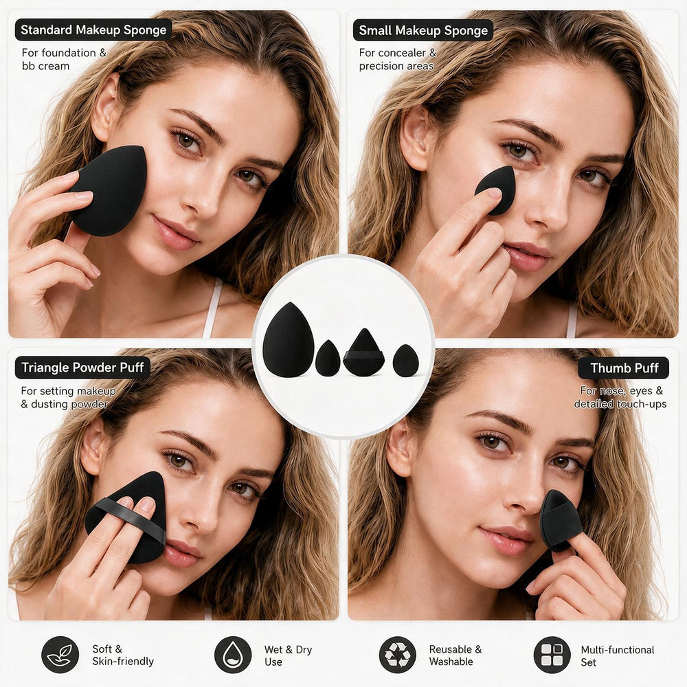 HGHDBT brushes size comparison scale illustrating variety for face and eye benefit