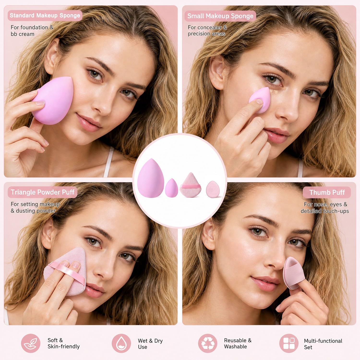 HGHDBT brush in use applying foundation, even coverage benefit