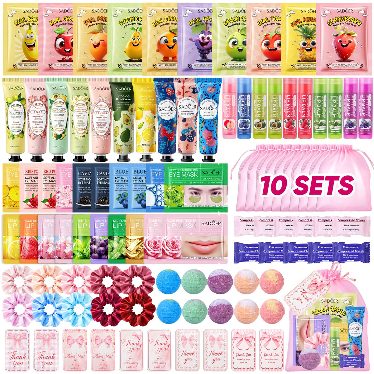 HHXI front pack display showing full 100-piece kit and included items for quick gifting
