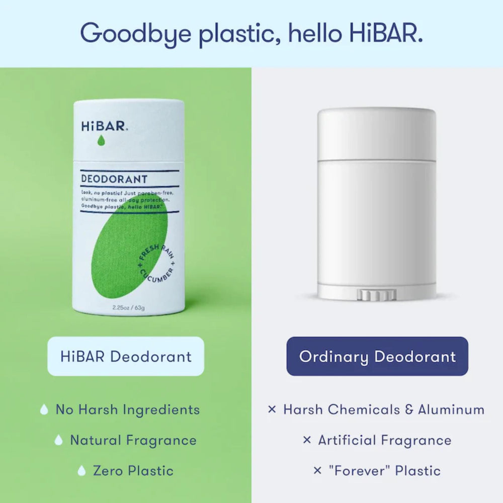 HIBAR deodorant in hand for scale and convenient travel benefit