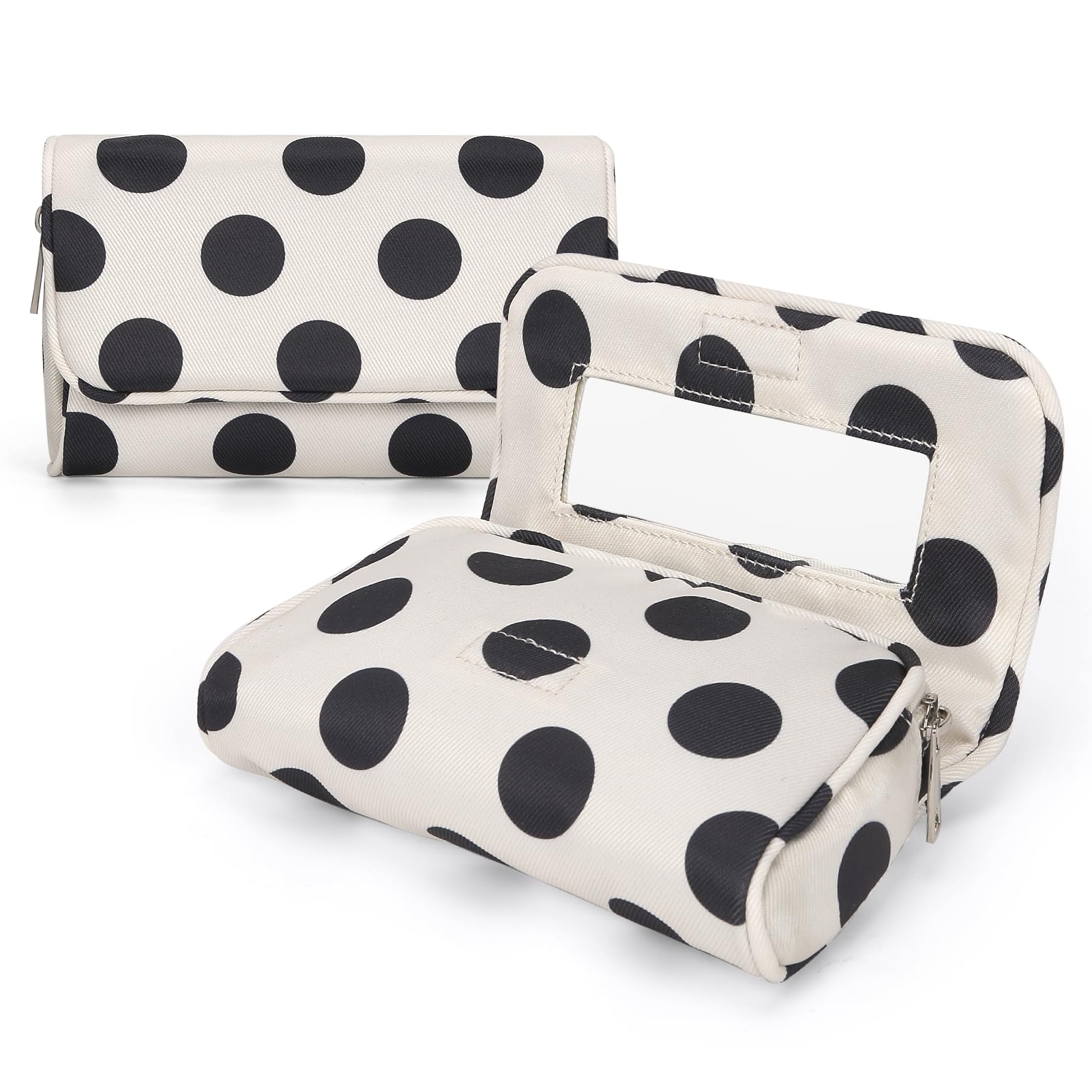 Hibilog front view white polka bag showing compact design and cute styling benefit