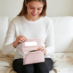 Hibilog inner mirror open on flap for quick makeup touch-ups and convenience