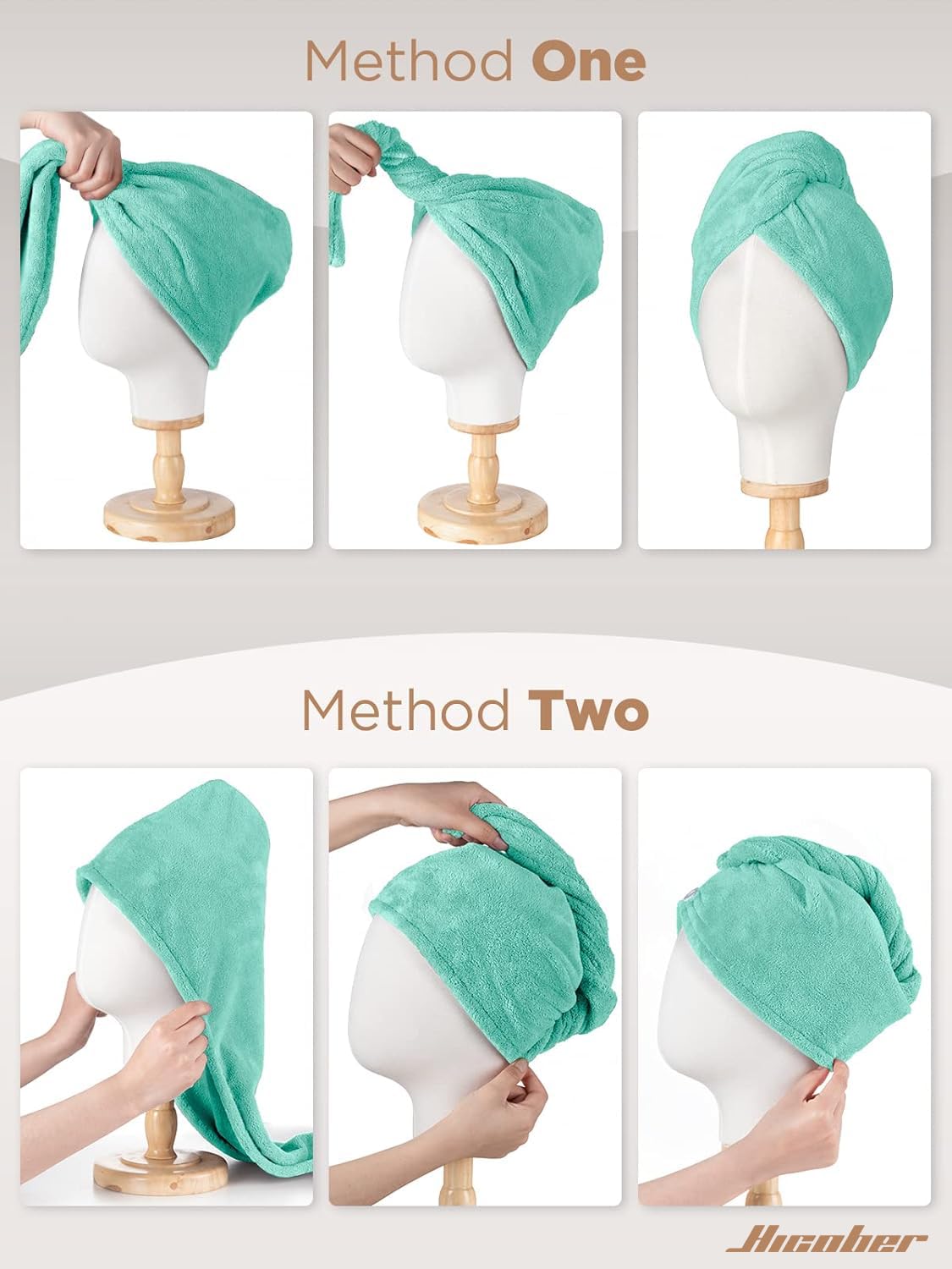 Hicober towel draped in bathroom lifestyle shot showing comfortable post-shower routine benefit