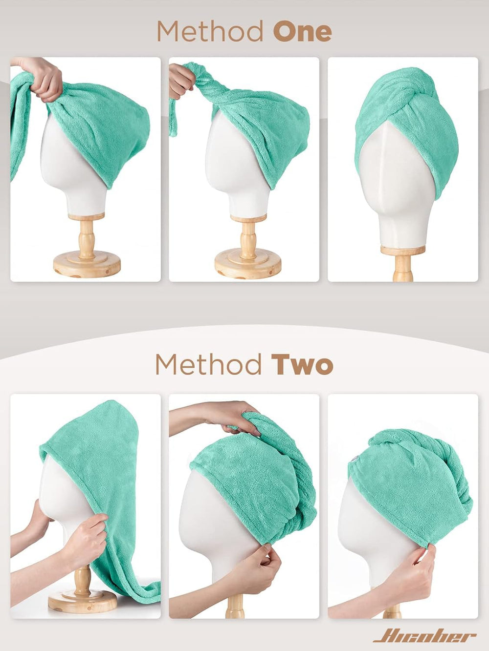 Hicober towel draped in bathroom lifestyle shot showing comfortable post-shower routine benefit