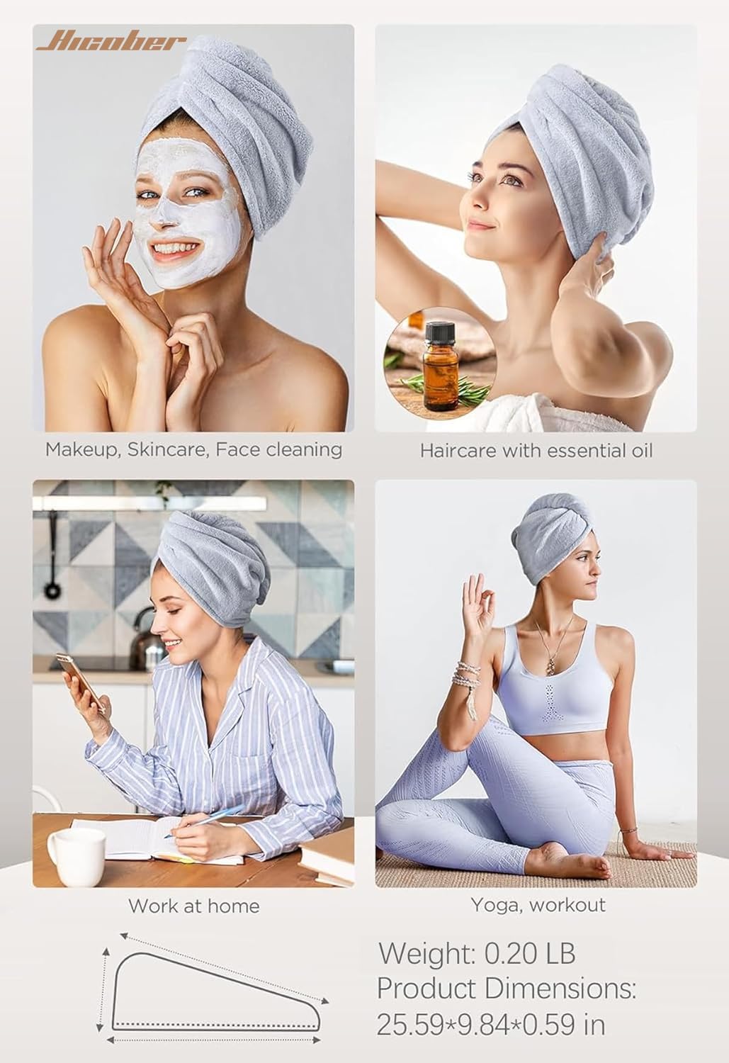 Hicober towel next to a hand to show compact lightweight size