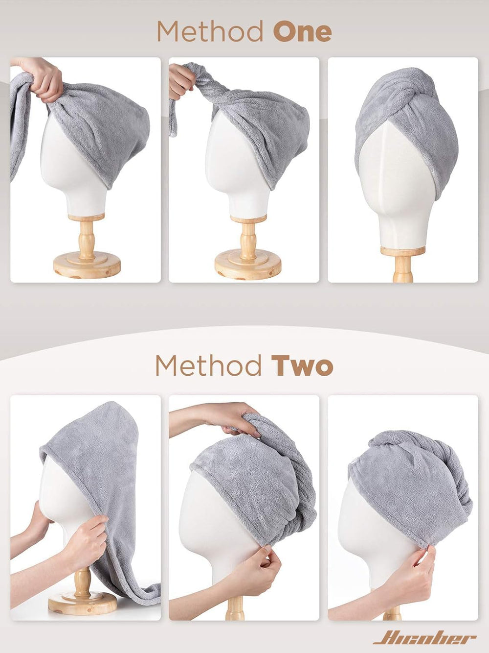 Hicober towel absorbing water droplets illustrating high absorbency and fast drying