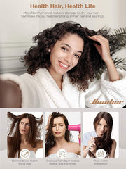 Hicober wrap worn on long hair to show fit and reduced drying time benefit