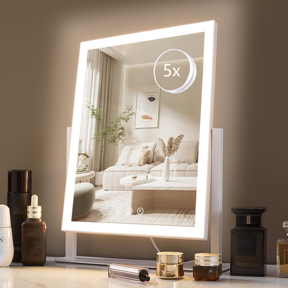 HIEEY front view vanity mirror with bright even lighting for flawless makeup